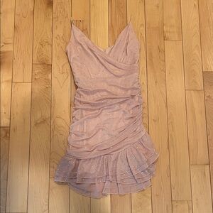 B. Darlin Pink Ruched Dress with Ruffle Hem